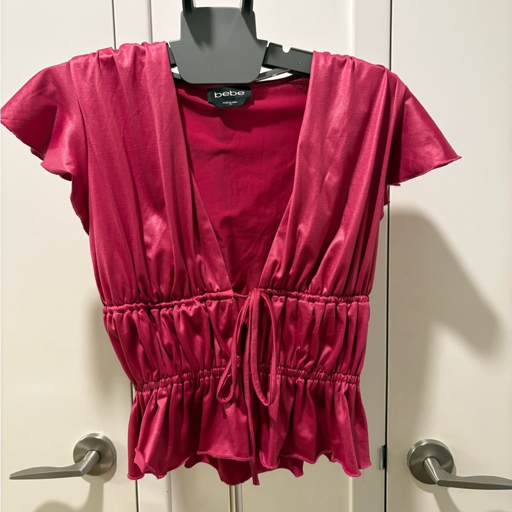 Bebe Fuchsia Gathered Blouse